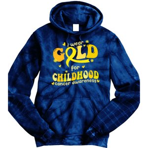 I Wear Gold For Childhood Cancer Awareness Tie Dye Hoodie