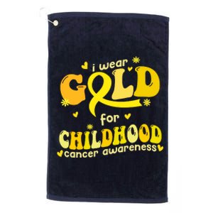 I Wear Gold For Childhood Cancer Awareness Platinum Collection Golf Towel