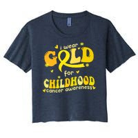 I Wear Gold For Childhood Cancer Awareness Women's Crop Top Tee