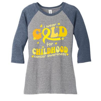 I Wear Gold For Childhood Cancer Awareness Women's Tri-Blend 3/4-Sleeve Raglan Shirt