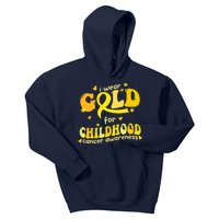 I Wear Gold For Childhood Cancer Awareness Kids Hoodie