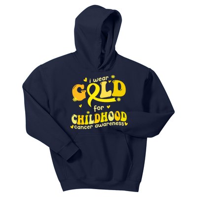 I Wear Gold For Childhood Cancer Awareness Kids Hoodie