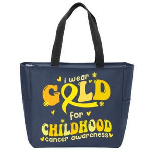 I Wear Gold For Childhood Cancer Awareness Zip Tote Bag