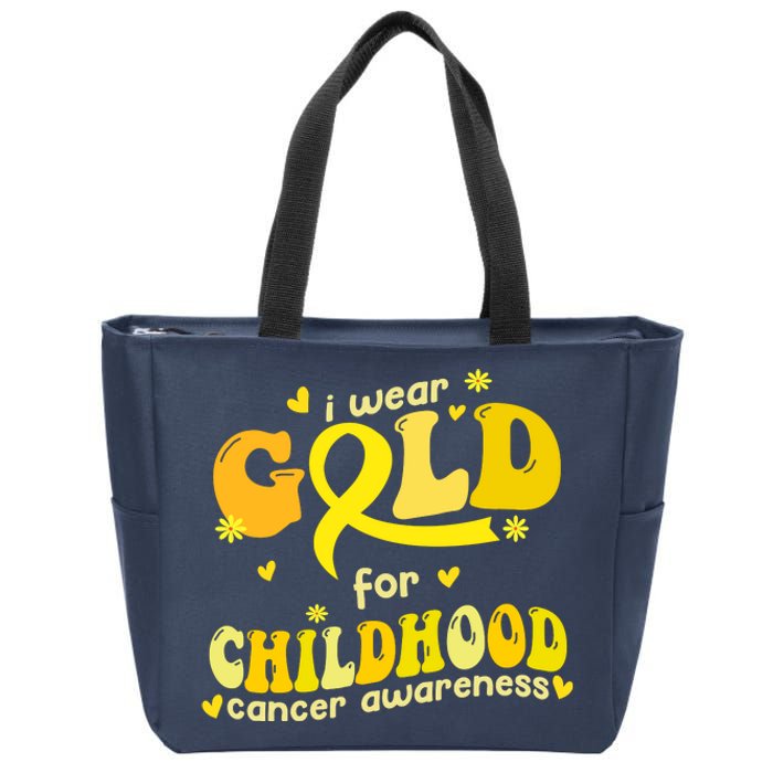 I Wear Gold For Childhood Cancer Awareness Zip Tote Bag