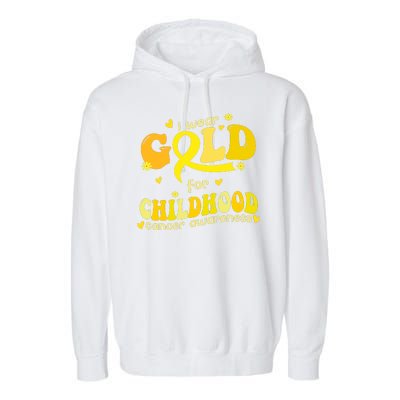 I Wear Gold For Childhood Cancer Awareness Garment-Dyed Fleece Hoodie