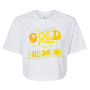 I Wear Gold For Childhood Cancer Awareness Bella+Canvas Jersey Crop Tee