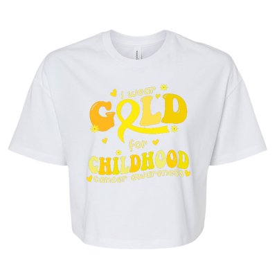 I Wear Gold For Childhood Cancer Awareness Bella+Canvas Jersey Crop Tee