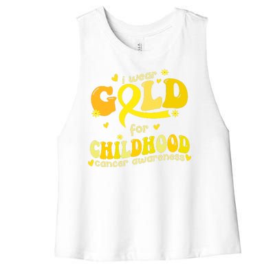 I Wear Gold For Childhood Cancer Awareness Women's Racerback Cropped Tank