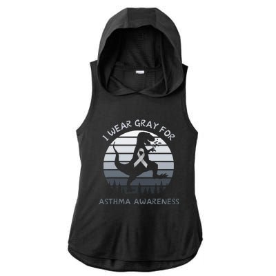 I Wear Gray For Asthma Awareness Trex Retro Sunset Ladies PosiCharge Tri-Blend Wicking Draft Hoodie Tank