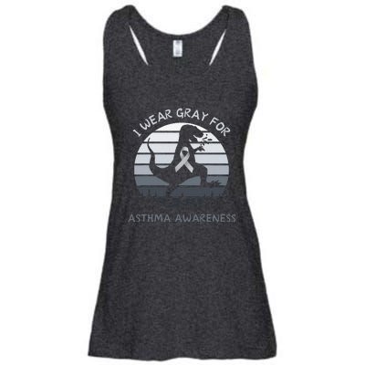 I Wear Gray For Asthma Awareness Trex Retro Sunset Ladies Essential Flowy Tank