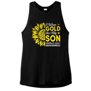 I Wear Gold For My Son Childhood Cancer Awareness Ladies PosiCharge Tri-Blend Wicking Tank