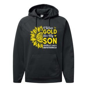 I Wear Gold For My Son Childhood Cancer Awareness Performance Fleece Hoodie