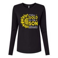 I Wear Gold For My Son Childhood Cancer Awareness Womens Cotton Relaxed Long Sleeve T-Shirt