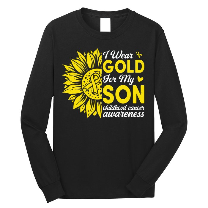 I Wear Gold For My Son Childhood Cancer Awareness Long Sleeve Shirt