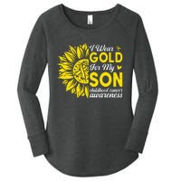 I Wear Gold For My Son Childhood Cancer Awareness Women's Perfect Tri Tunic Long Sleeve Shirt