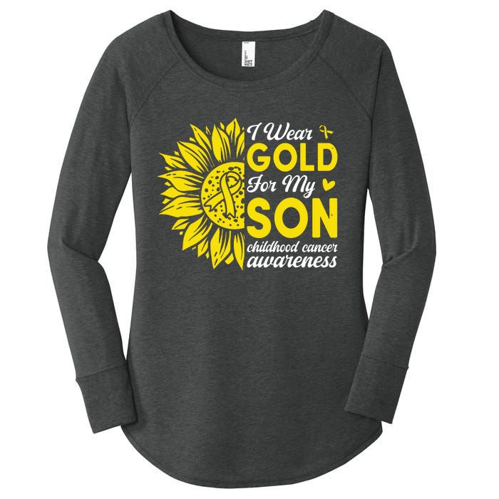 I Wear Gold For My Son Childhood Cancer Awareness Women's Perfect Tri Tunic Long Sleeve Shirt