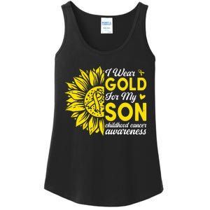 I Wear Gold For My Son Childhood Cancer Awareness Ladies Essential Tank