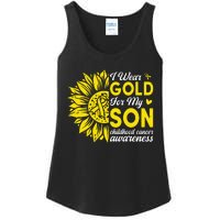 I Wear Gold For My Son Childhood Cancer Awareness Ladies Essential Tank