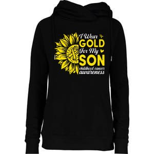 I Wear Gold For My Son Childhood Cancer Awareness Womens Funnel Neck Pullover Hood