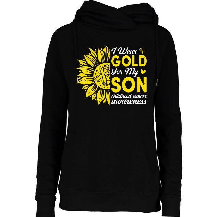 I Wear Gold For My Son Childhood Cancer Awareness Womens Funnel Neck Pullover Hood