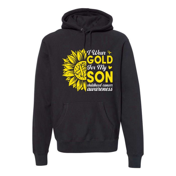 I Wear Gold For My Son Childhood Cancer Awareness Premium Hoodie