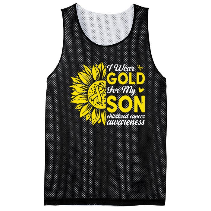 I Wear Gold For My Son Childhood Cancer Awareness Mesh Reversible Basketball Jersey Tank