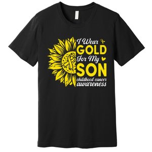 I Wear Gold For My Son Childhood Cancer Awareness Premium T-Shirt