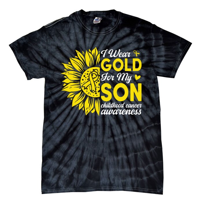 I Wear Gold For My Son Childhood Cancer Awareness Tie-Dye T-Shirt