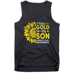 I Wear Gold For My Son Childhood Cancer Awareness Tank Top