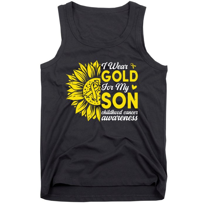 I Wear Gold For My Son Childhood Cancer Awareness Tank Top