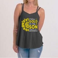 I Wear Gold For My Son Childhood Cancer Awareness Women's Strappy Tank