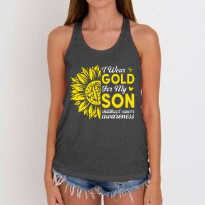 I Wear Gold For My Son Childhood Cancer Awareness Women's Knotted Racerback Tank