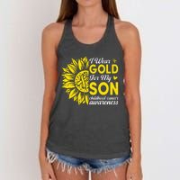 I Wear Gold For My Son Childhood Cancer Awareness Women's Knotted Racerback Tank