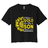 I Wear Gold For My Son Childhood Cancer Awareness Women's Crop Top Tee