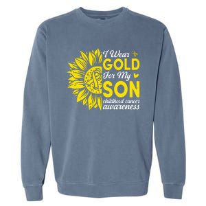 I Wear Gold For My Son Childhood Cancer Awareness Garment-Dyed Sweatshirt