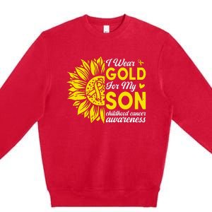 I Wear Gold For My Son Childhood Cancer Awareness Premium Crewneck Sweatshirt