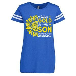 I Wear Gold For My Son Childhood Cancer Awareness Enza Ladies Jersey Football T-Shirt