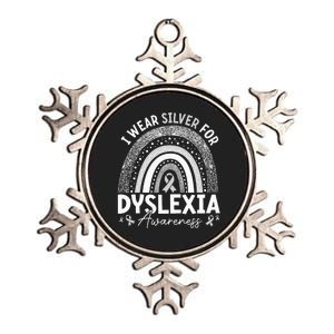 I Wear Gray Ribbon For Dyslexia Awareness Metallic Star Ornament