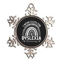 I Wear Gray Ribbon For Dyslexia Awareness Metallic Star Ornament