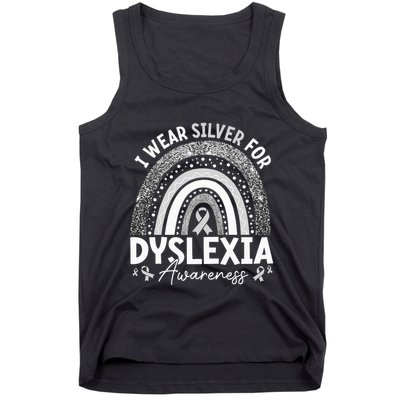 I Wear Gray Ribbon For Dyslexia Awareness Tank Top
