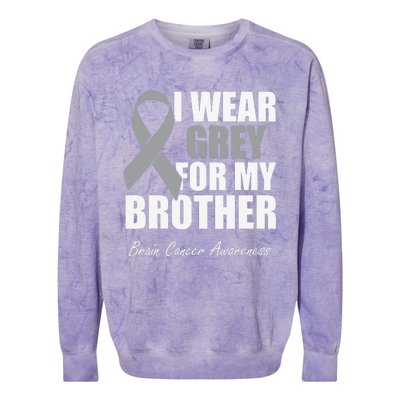 I Wear Grey For My Brother Brain Cancer Awareness Colorblast Crewneck Sweatshirt