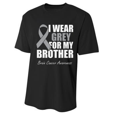 I Wear Grey For My Brother Brain Cancer Awareness Performance Sprint T-Shirt