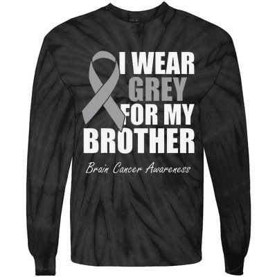 I Wear Grey For My Brother Brain Cancer Awareness Tie-Dye Long Sleeve Shirt