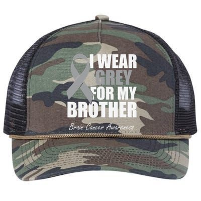 I Wear Grey For My Brother Brain Cancer Awareness Retro Rope Trucker Hat Cap