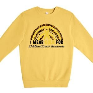 I Wear Gold For Childhood Cancer Awareness Premium Crewneck Sweatshirt