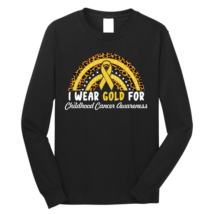 I Wear Gold For Childhood Cancer Awareness Long Sleeve Shirt