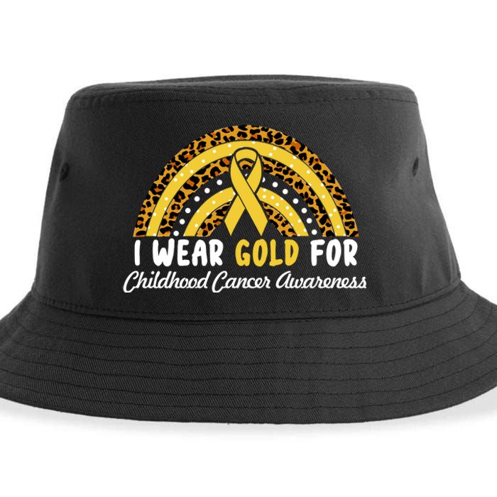 I Wear Gold For Childhood Cancer Awareness Sustainable Bucket Hat