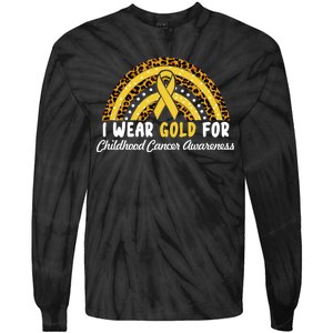 I Wear Gold For Childhood Cancer Awareness Tie-Dye Long Sleeve Shirt