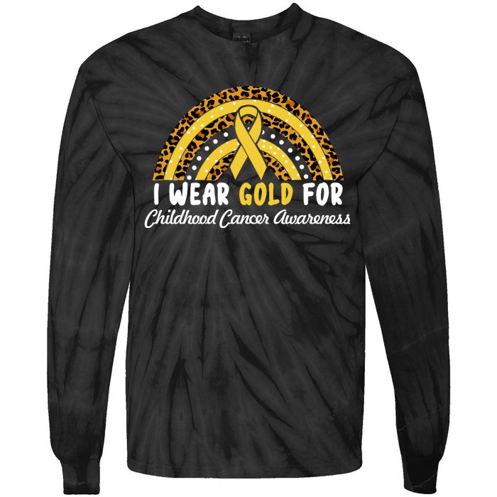 I Wear Gold For Childhood Cancer Awareness Tie-Dye Long Sleeve Shirt