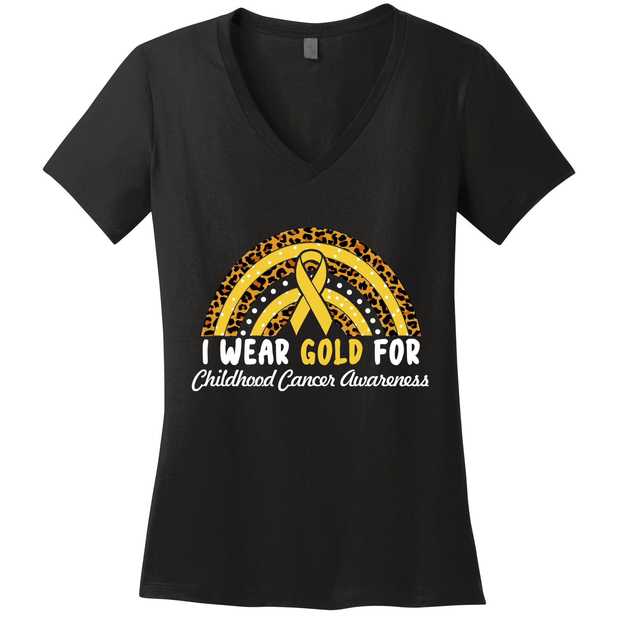 I Wear Gold For Childhood Cancer Awareness Women's V-Neck T-Shirt